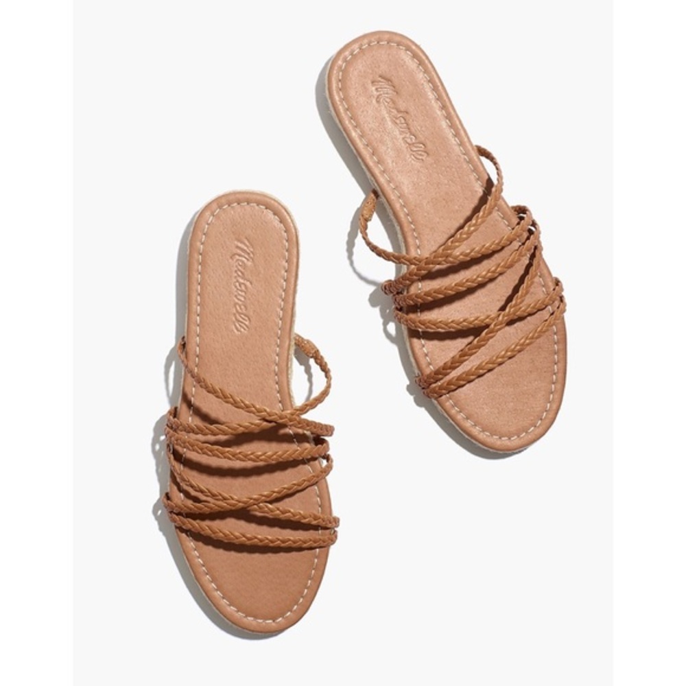 Madewell Kathryn Espadrille Slide Sandal 7 Leather Tan‎ NWT